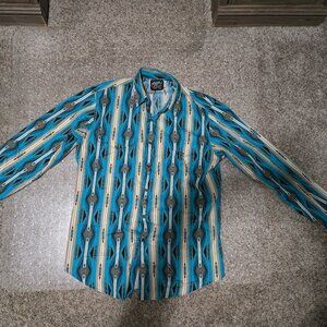 ROPER MEN'S Medium Vintage Style Vertical Aztec Print WESTERN SNAP SHIRT